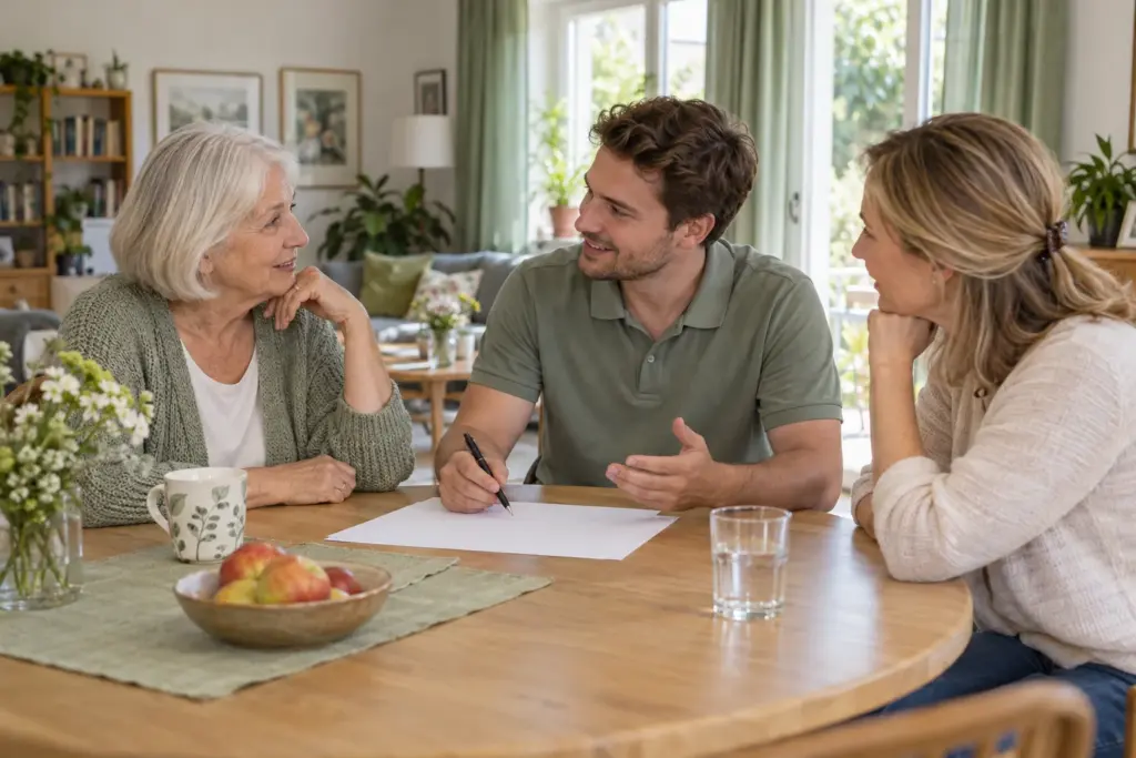 Angehörige und Pflegebedürftige planen gemeinsam die Unterstützung
